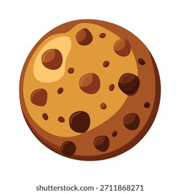 Ilustración vectorial de una sola pieza de galleta de chispa de chocolate redonda sobre fondo blanco