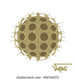 Vector illustration round of a dangerous virus on a white background. Microorganism spherical shape. Microscopic virus.