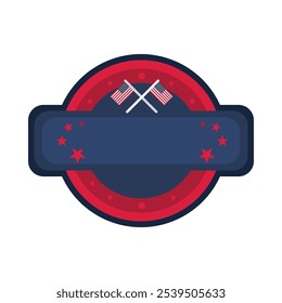Vector illustration of round decorated element with field for text and the USA flags. Patriotism, national holidays, or events celebrating American culture. Website designs for government agencies,