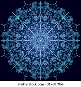 Vector illustration round decorative spiderweb for Halloween