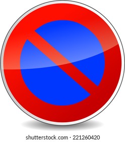 Vector illustration of round do not park sign on white background