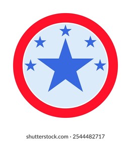 Ilustración vectorial de un elemento redondo o una insignia decorada con estrellas de la colección de íconos con temas de banderas estadounidenses. Una celebración de la cultura y la identidad estadounidenses. Celebraciones del Día de la Independencia, un