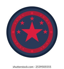 Vector illustration of round element decorated with stars. Patriotism, national holidays, or events celebrating American culture. Website designs for government agencies, educational institutions, or