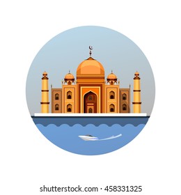 vector illustration round emblem of the Muslim house of worship a mosque