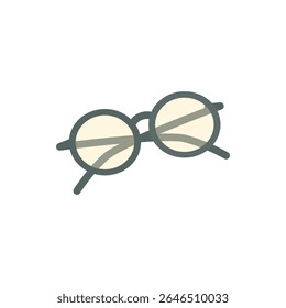 Vector Illustration of Round Eyeglasses with Dark Frame and Transparent Lenses Isolated on White Background