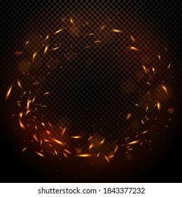 Vector Illustration Round Fire Ring. Circle With Sparks.