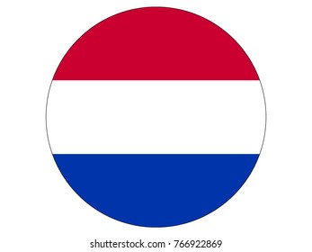 Vector illustration of a round flag of Netherlands