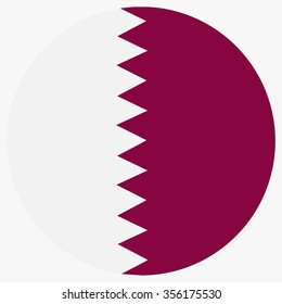Vector illustration round flag of Qatar country. Button or badge