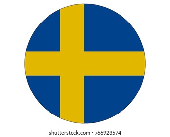 Vector illustration of a round flag of Sweden