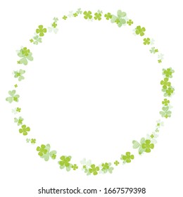 Vector illustration of a a round frame of clover on white background.