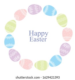 Vector illustration of a round frame of Easter eggs on a white background, a great element of your design.