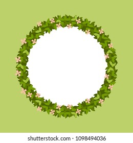 vector illustration round frame of green leaves