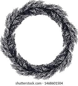 Vector illustration The round frame Pine vignette Black silhouette set