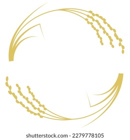 Vector illustration of a round frame with two silhouettes of ears of rice.