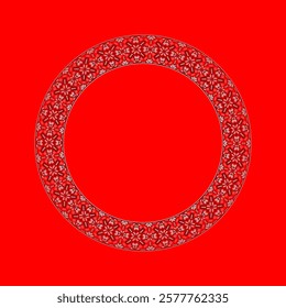 Vector illustration of round frame Ukrainian ornament in ethnic style, identity, vyshyvanka, embroidery for print clothes, websites, banners. Background. Geometric design, copy space, frame