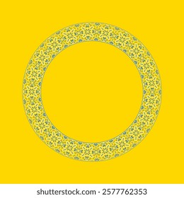 Vector illustration of round frame Ukrainian ornament in ethnic style, identity, vyshyvanka, embroidery for print clothes, websites, banners. Background. Geometric design, copy space, frame