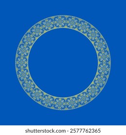 Vector illustration of round frame Ukrainian ornament in ethnic style, identity, vyshyvanka, embroidery for print clothes, websites, banners. Background. Geometric design, copy space, frame