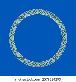 Vector illustration of round frame Ukrainian ornament in ethnic style, identity, vyshyvanka, embroidery for print clothes, websites, banners. Background. Geometric design, copy space, frame