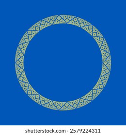 Vector illustration of round frame Ukrainian ornament in ethnic style, identity, vyshyvanka, embroidery for print clothes, websites, banners. Background. Geometric design, copy space, frame