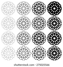 Vector illustration of round geometric ornaments set