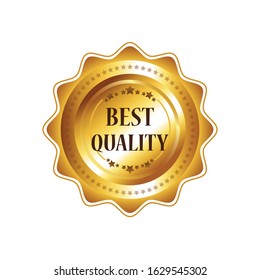 Vector illustration of Round golden best quality badge 