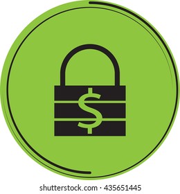 vector illustration round green icon padlock