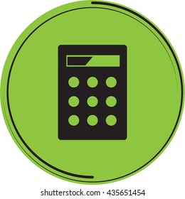 vector illustration round green icon calculator