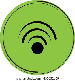 vector illustration round green icon Wi fi