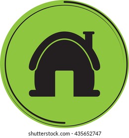 vector illustration round green icon house