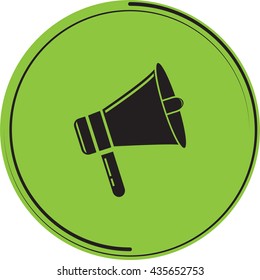 vector illustration round green icon speaker