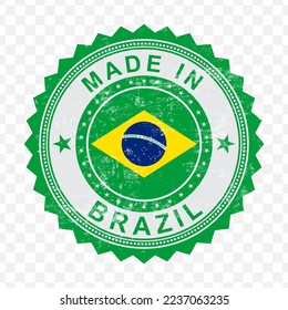 Vector illustration of round green stamp. Made in Brazil on transparent background (PNG).