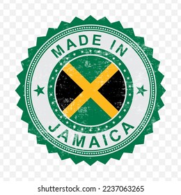 Ilustración vectorial del sello verde redondo. Hecho en Jamaica con antecedentes transparentes (PNG).