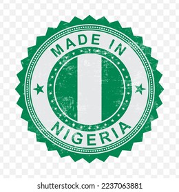 Ilustración vectorial del sello verde redondo. Hecho en Nigeria con antecedentes transparentes (PNG).