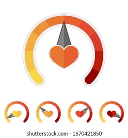 Vector illustration of round heart temperature gauge