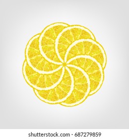 Vector illustration of round from lemon slice. Citrus background