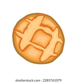 Vector illustration of round loaf. Traditional homemade baked bread isolated on white background