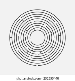 Vector illustration of round maze / labyrinth. Isolated on white background, eps 8.