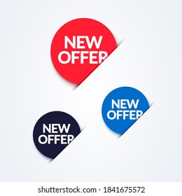 Vector Illustration Round New Offer Label Set With 3D Effect