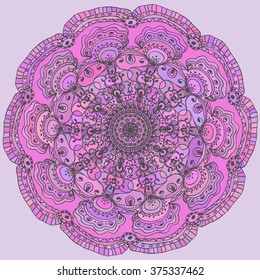Vector illustration of a round ornament in lilac shades for your design.