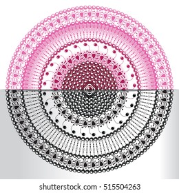Vector illustration of the round ornament. Monochrome and color view