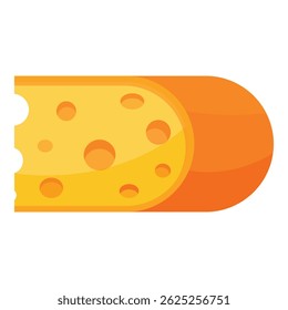 Vector illustration of a round piece of yellow cheese with holes showing its texture, isolated on a white background