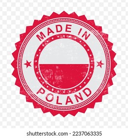 Vektorgrafik des runden roten Stempels. Hergestellt in Polen auf transparentem Hintergrund (PNG).