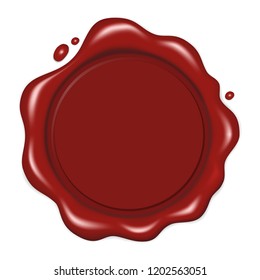 Vector illustration. Round red wax seal isolated on white background. EPS 10.