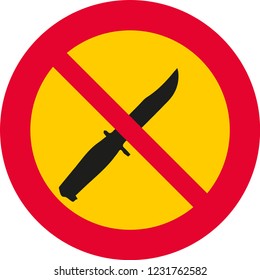 vector illustration with round, red and yellow prohibition sign.
prohibition of knife
