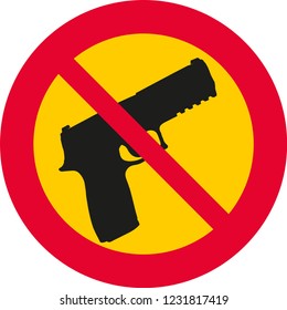 vector illustration with round, red and yellow prohibition sign.
prohibition of firearm