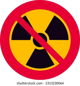 vector illustration with round, red and yellow prohibition sign.
prohibition of radiation, nuclear power, nuclear weapons