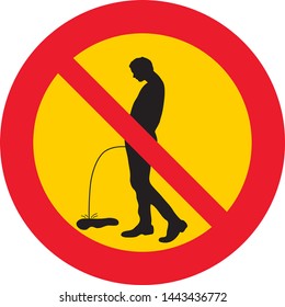 vector illustration with round, red and yellow prohibition sign.
prohibition to pee, do not pee here