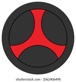 Vector illustration of a round shield with a bright red color variation in the middle