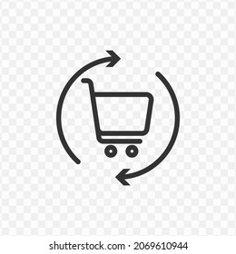 Vector illustration of Round Shopping Cart icon in dark color and transparent background(png).