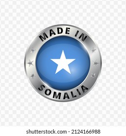 Ilustración vectorial Insignia de plata redonda. Hecho en Somalia con un trasfondo transparente 